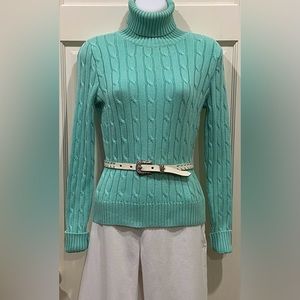 Gilles Herve turquoise and white woven western belt